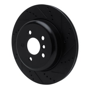 BMW 530I Brake Rotor (1) - Left Rear - R1 Concepts - Drilled & Slotted - Black - `17-`25